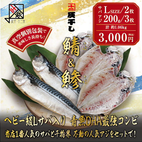 灰干し鯖L2枚アジ3枚セット