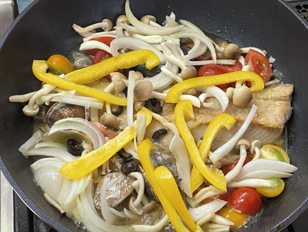 灰干しサバトマトソースパスタ4